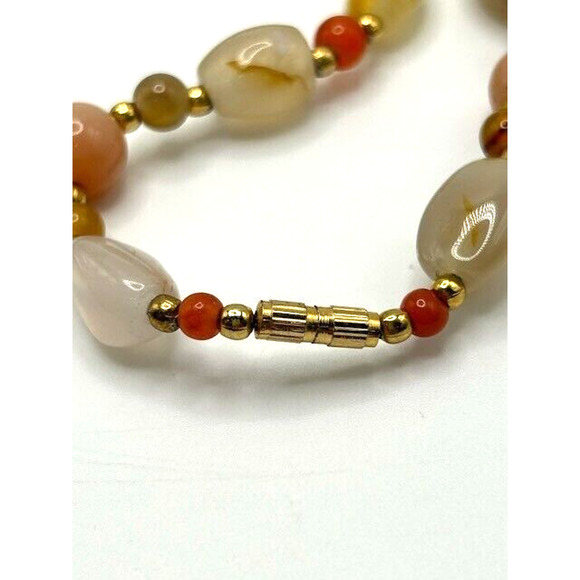 Vintage Natural Multicolor Gemstones Beaded Necklace 24" Barrel Closure - Picture 7 of 8